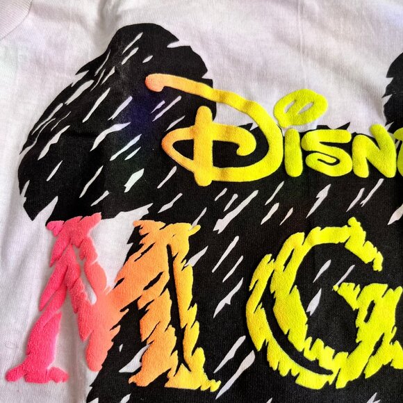 DEADSTOCK Disney MGM Studios Theme Park Neon Black White Mickey Head Tank Top La - Picture 3 of 6
